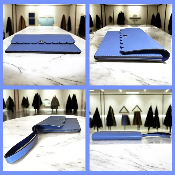 Kate Spade Periwinkle Wristlet Scalloped Detail Mollie Bradbury Street $169 NWOT - Picture 2 of 10